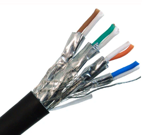 CAT7A Tele Ethernet Ethernet, 10G Totonu i totonu / Fafo i fafo Faʻafoliga Paʻu Mautu S / FTP, 23 AWG 1000ft